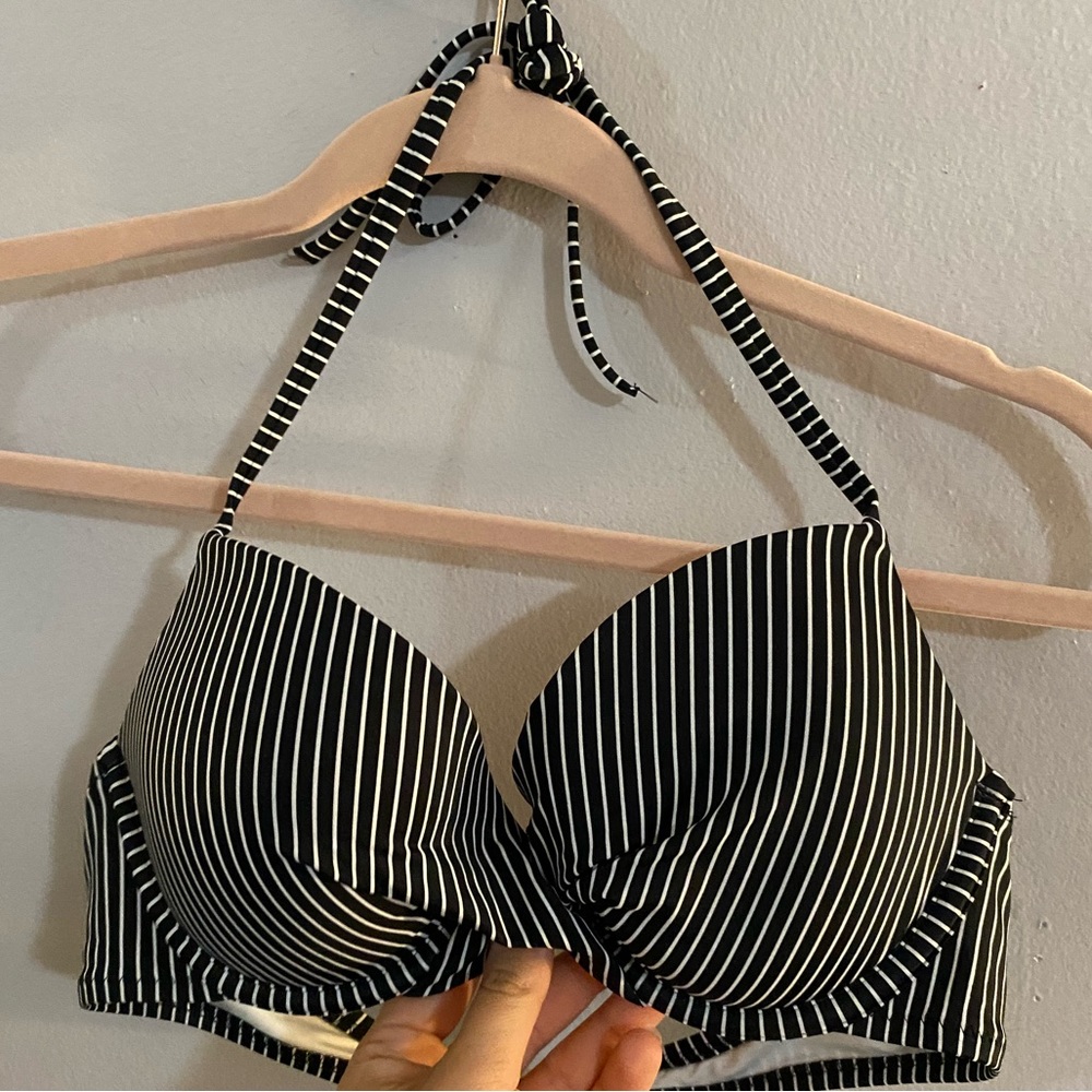 Halter striped swimsuit top